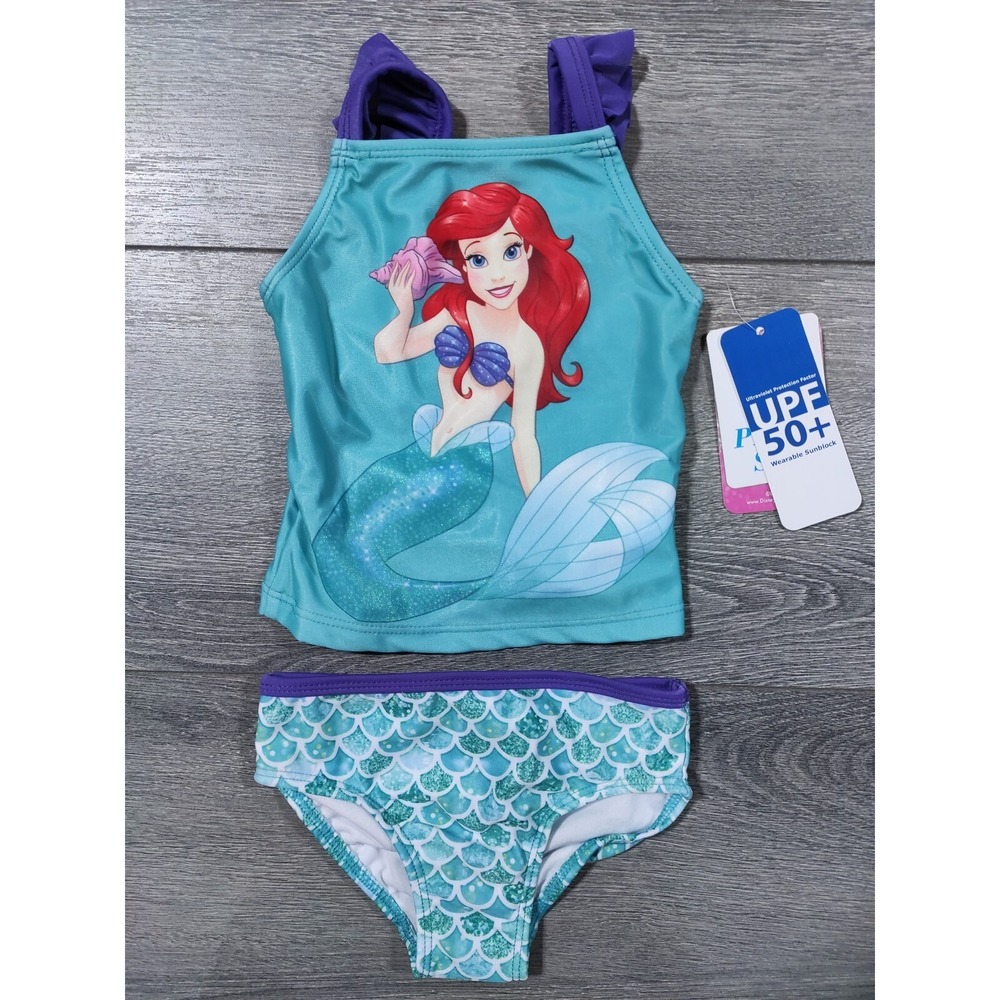 Disney Little Mermaid Ariel Swim Set 18 Months Baby Girls Green Purple UPF 50+